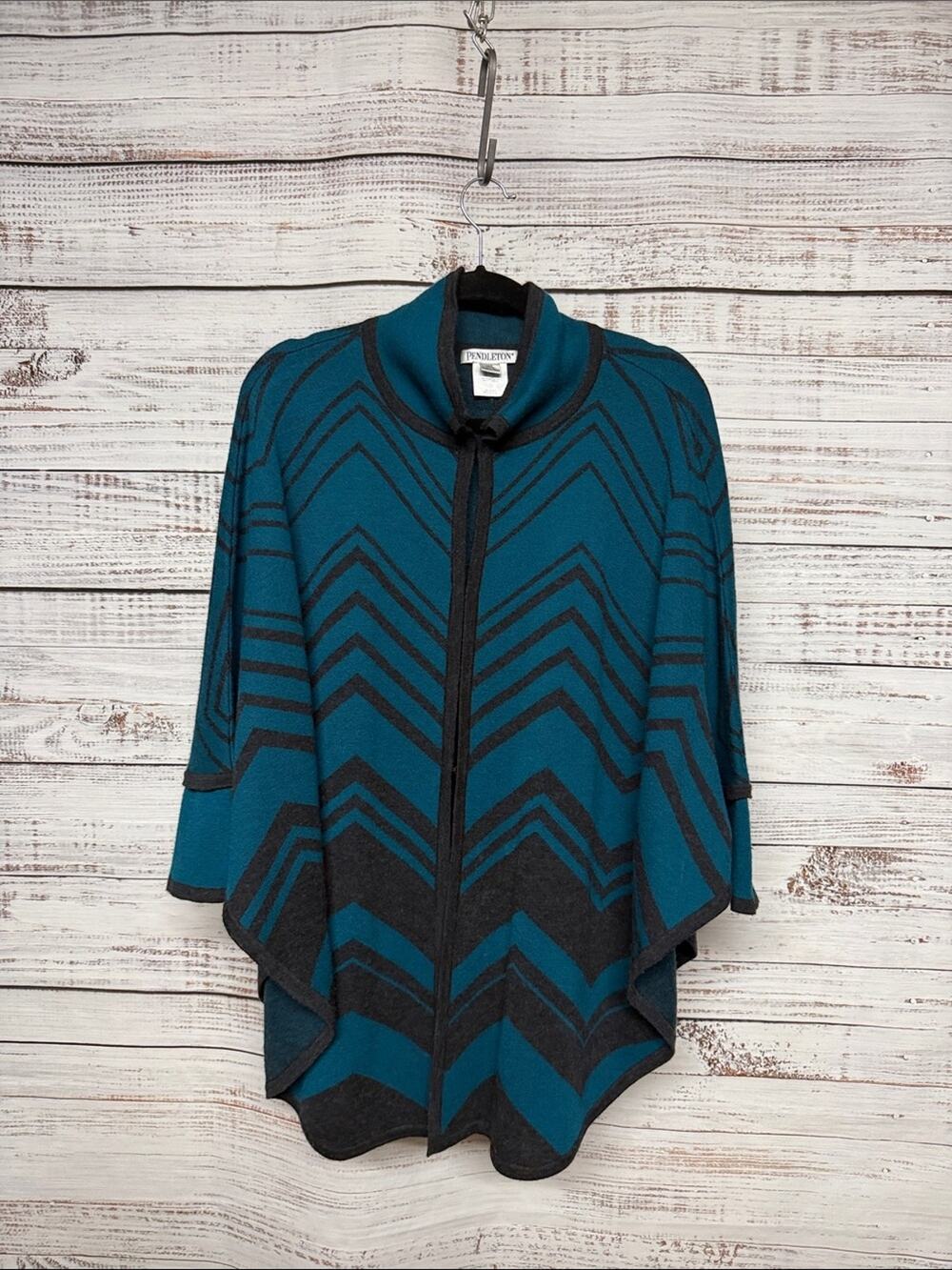 Pendleton Merino Wool Cardigan Poncho M/L